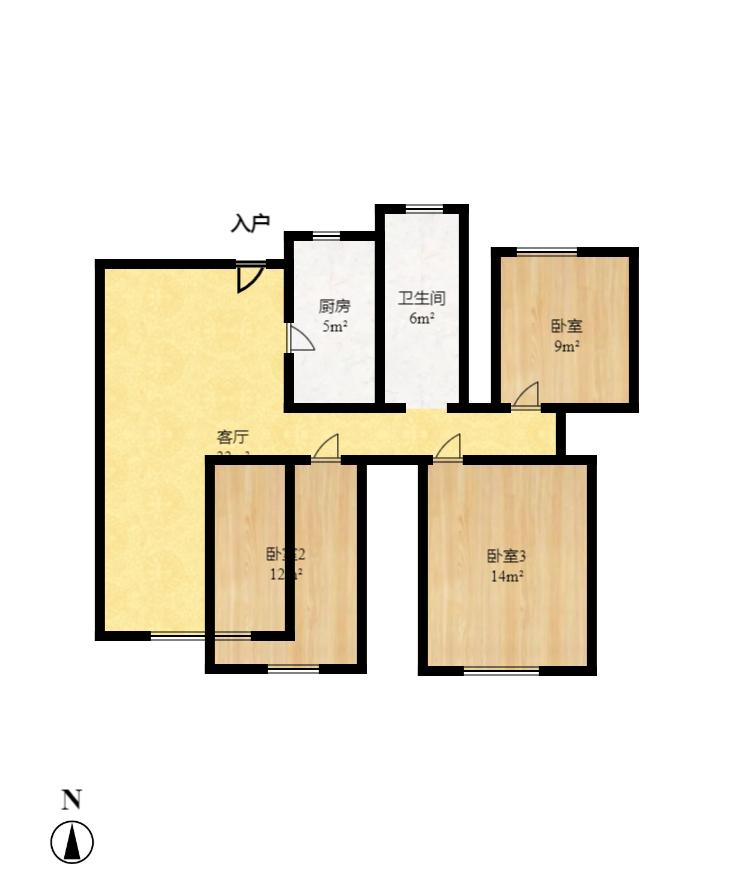 湘楚华庭 3室2厅1卫 2400.0元/月 湘楚华庭 3室2厅1卫 2400.0元/月户型图