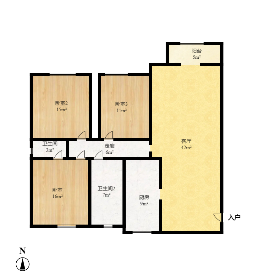 圣力华苑 3室2厅2卫 1800.0元/月 圣力华苑 3室2厅2卫 1800.0元/月户型图
