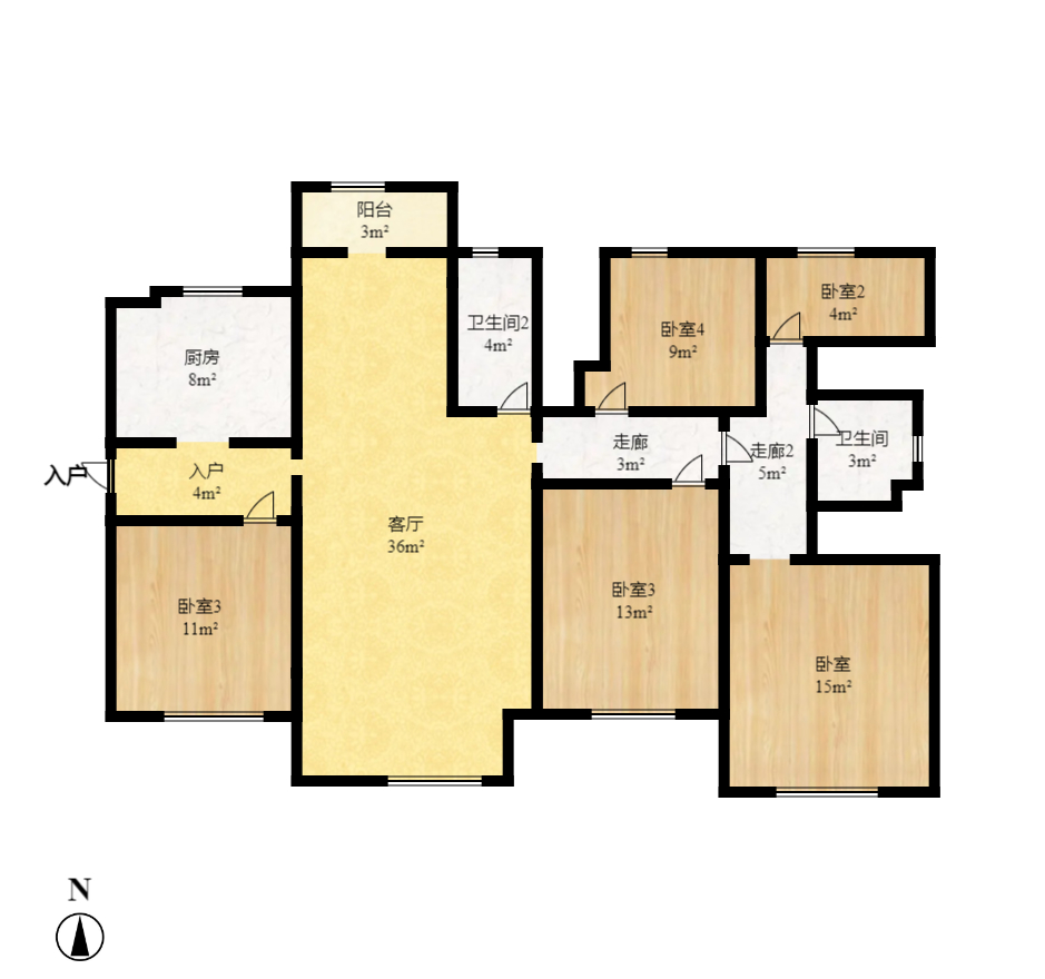 才子佳郡  5室2厅2卫   2700.00元/月户型图