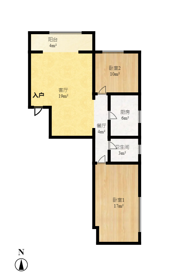昌和商业中心/昌和国际  2室2厅1卫    1600.0元/月 昌和商业中心/昌和国际  2室2厅1卫    1600.0元/月户型图