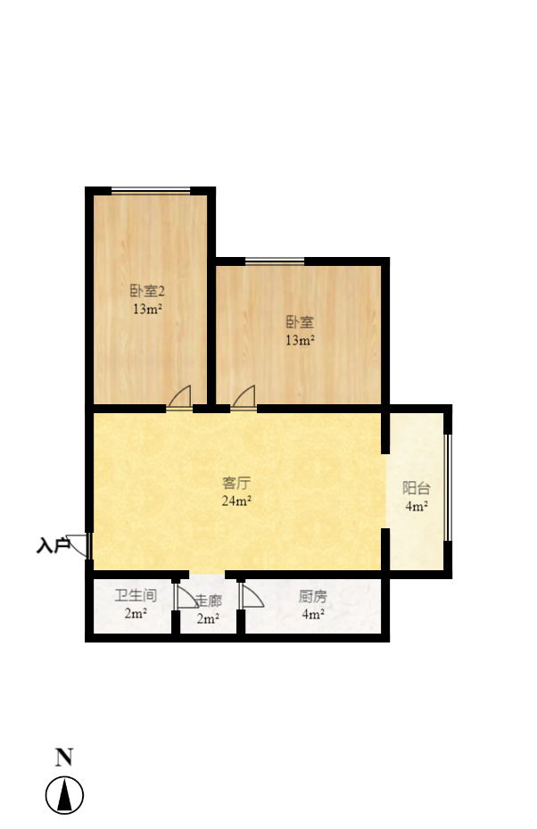 爵士湘 2室2厅1卫 45.8万 爵士湘 2室2厅1卫 45.8万户型图