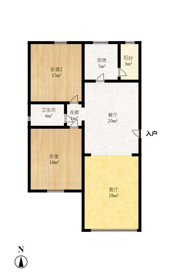 方略学府佳境  2室2厅1卫    1800.0元/月户型图
