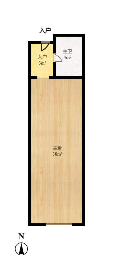 越界（天佑国际大厦）  1室1厅1卫   2400.00元/月户型图