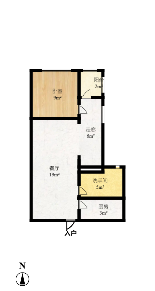 金领家族  1室1厅1卫   1500.00元/月户型图