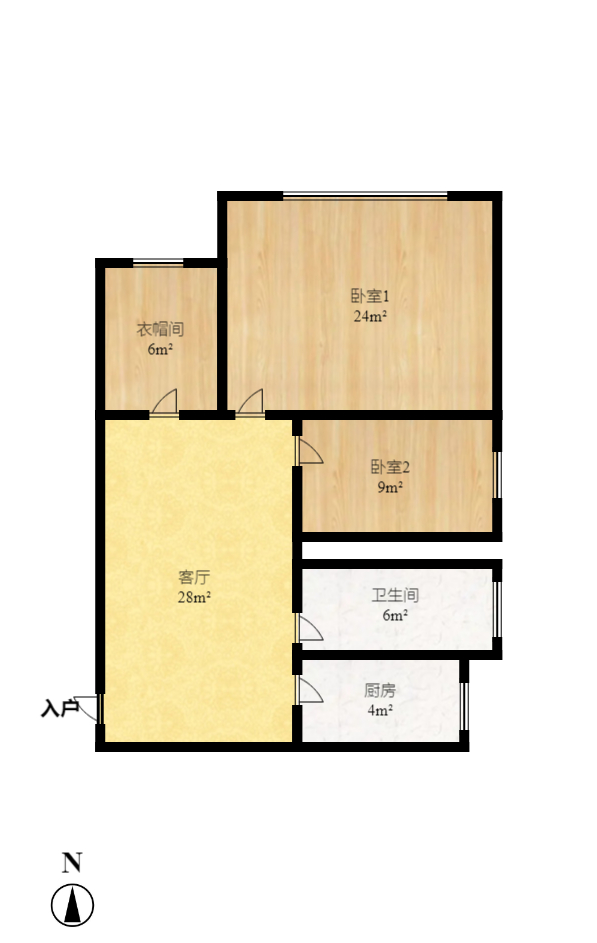 北辰三角洲E5区  2室1厅1卫    110.0万室内图1