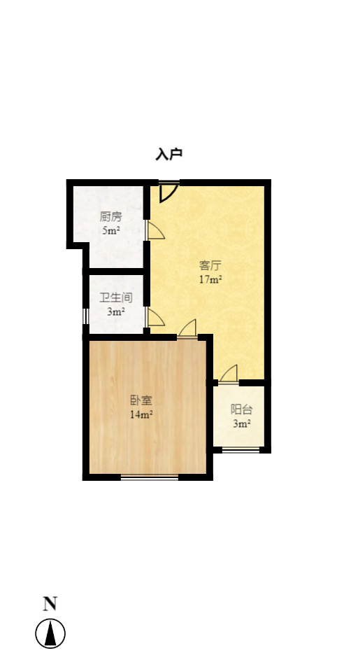 大汉海派  1室1厅1卫    45.0万 大汉海派  1室1厅1卫    45.0万户型图