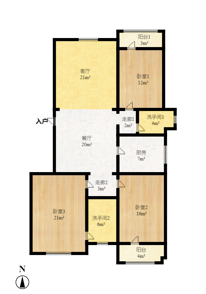 香溢豪庭  3室2厅1卫    110.0万室内图1