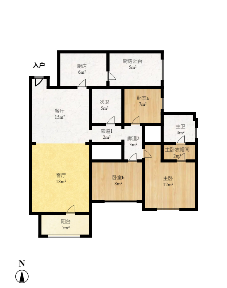 和泓梅溪四季  3室1厅1卫    2100.0元/月户型图