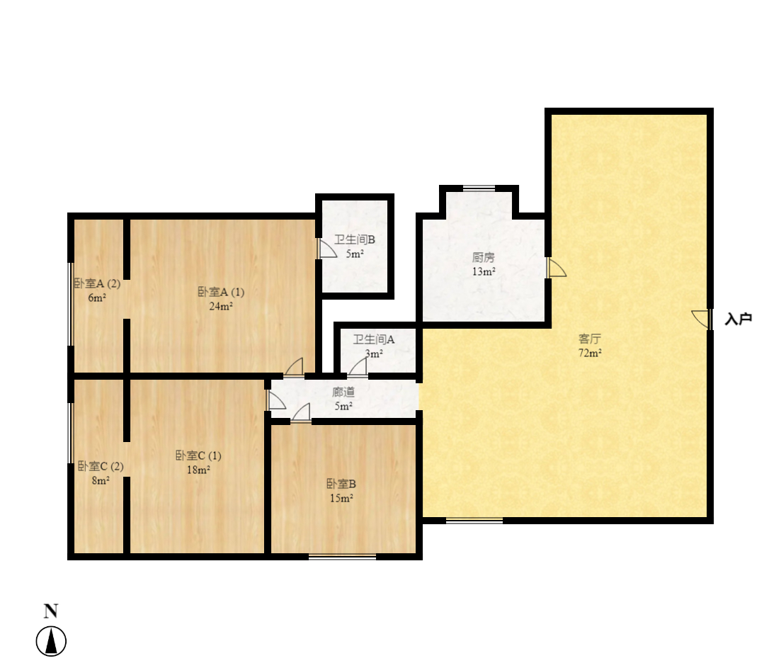 天心城市广场(黄金之城) 3室2厅2卫 3400.0元/月 天心城市广场(黄金之城) 3室2厅2卫 3400.0元/月户型图