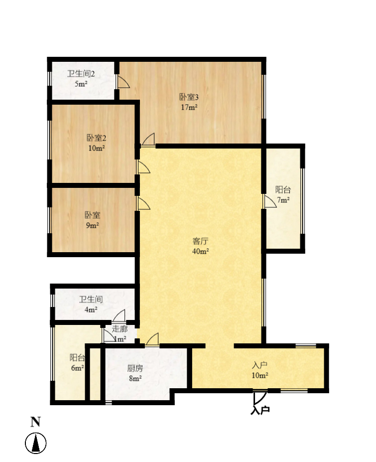 爵士湘 3室2厅2卫 2500.0元/月 爵士湘 3室2厅2卫 2500.0元/月户型图