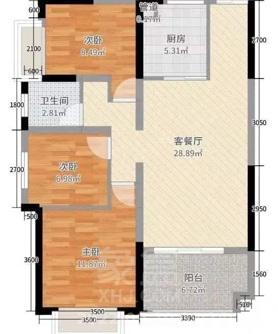 福鑫南郡  3室2厅2卫   1000.00元/月室内图1