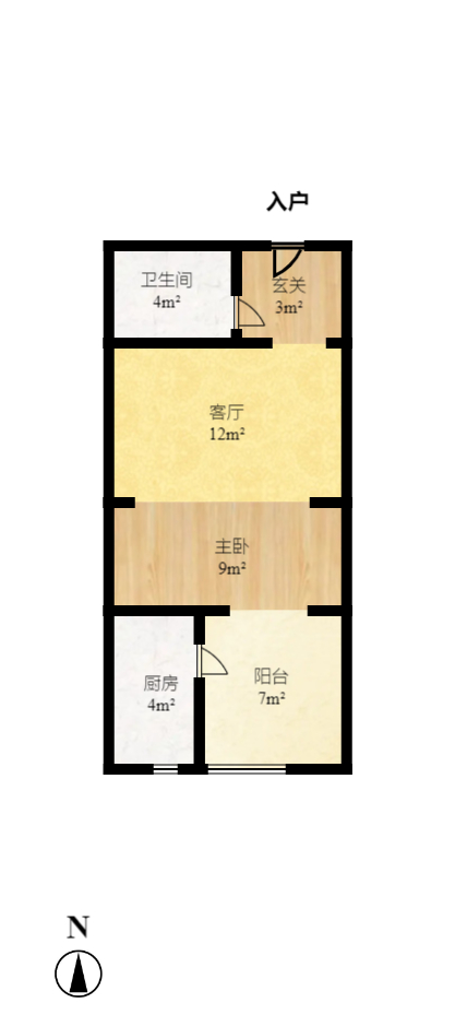 和隆花半里 1室1厅1卫 1600.0元/月 和隆花半里 1室1厅1卫 1600.0元/月户型图