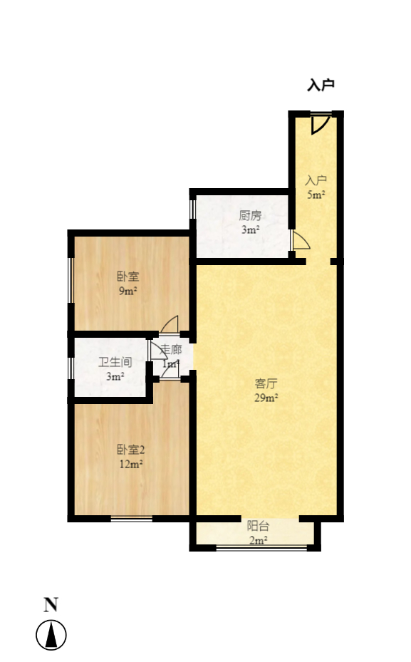 中欣楚天雅郡 2室2厅1卫 1600.0元/月 中欣楚天雅郡 2室2厅1卫 1600.0元/月户型图