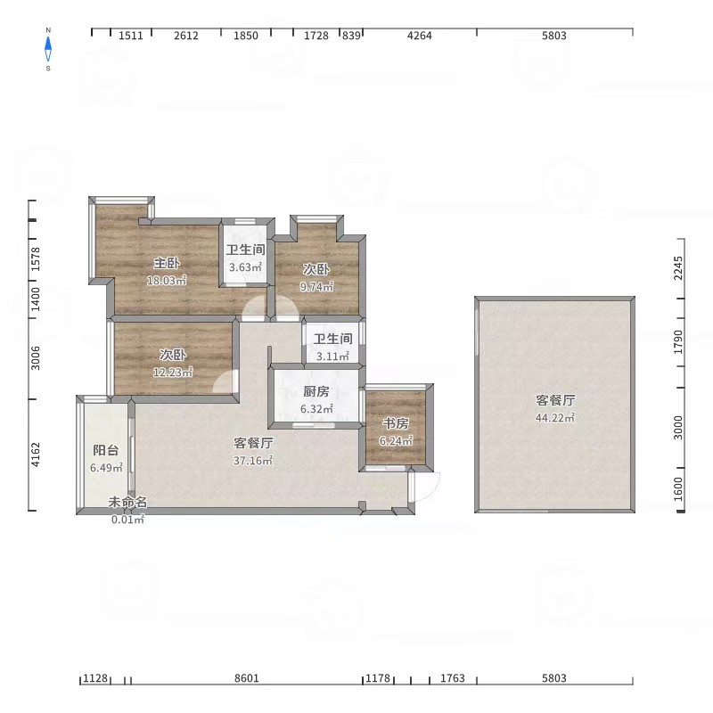 庐山一号  1室1厅1卫   170.00万