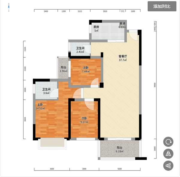 龙腾国际 3室2厅2卫 43.0万 龙腾国际 3室2厅2卫 43.0万室内图