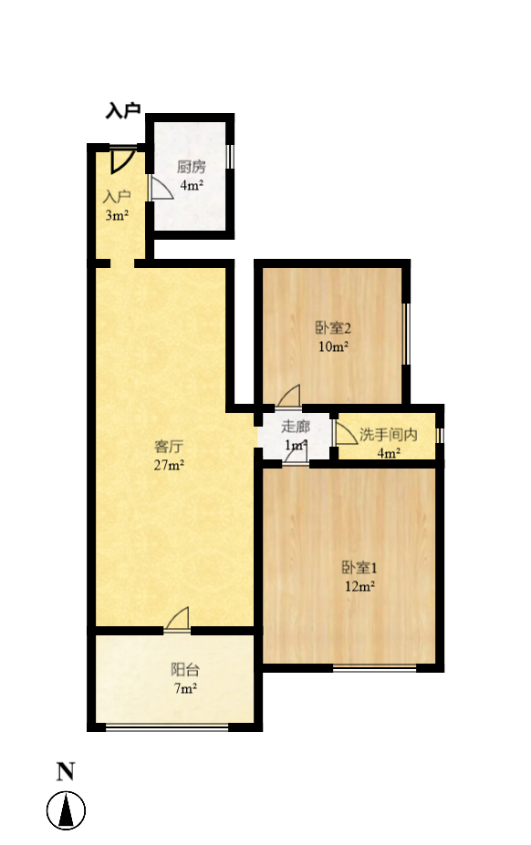 江河双水湾  2室1厅1卫   86.00万室内图1