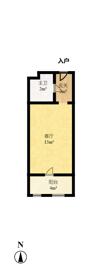 上峰苑（兰亭玥岛）  2室1厅1卫   2400.00元/月户型图