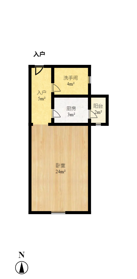 三万英尺  1室1厅1卫   1700.00元/月户型图