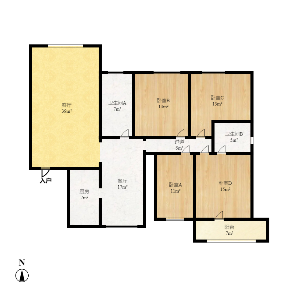 香樟雅郡 5室1厅2卫 3500.0元/月 香樟雅郡 5室1厅2卫 3500.0元/月户型图