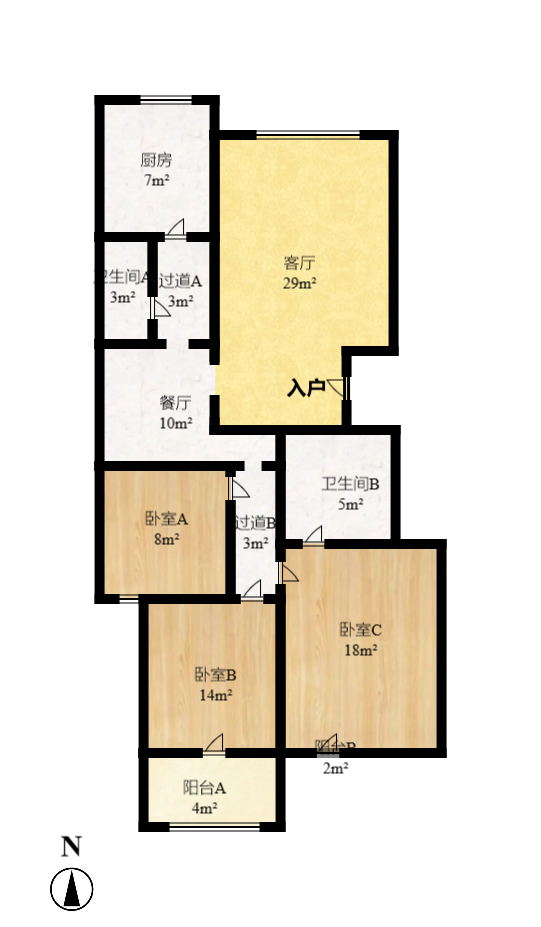四季阳光花城  3室2厅2卫    165.8万室内图1