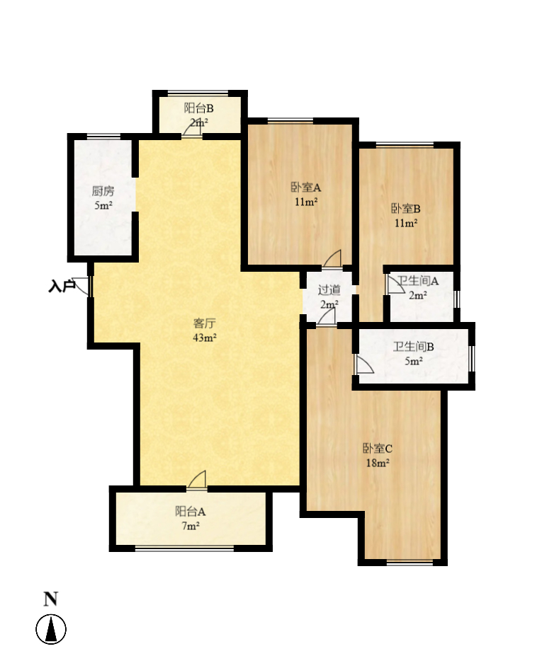 北辰三角洲C3区 4室2厅2卫 5200.0元/月 北辰三角洲C3区 4室2厅2卫 5200.0元/月户型图