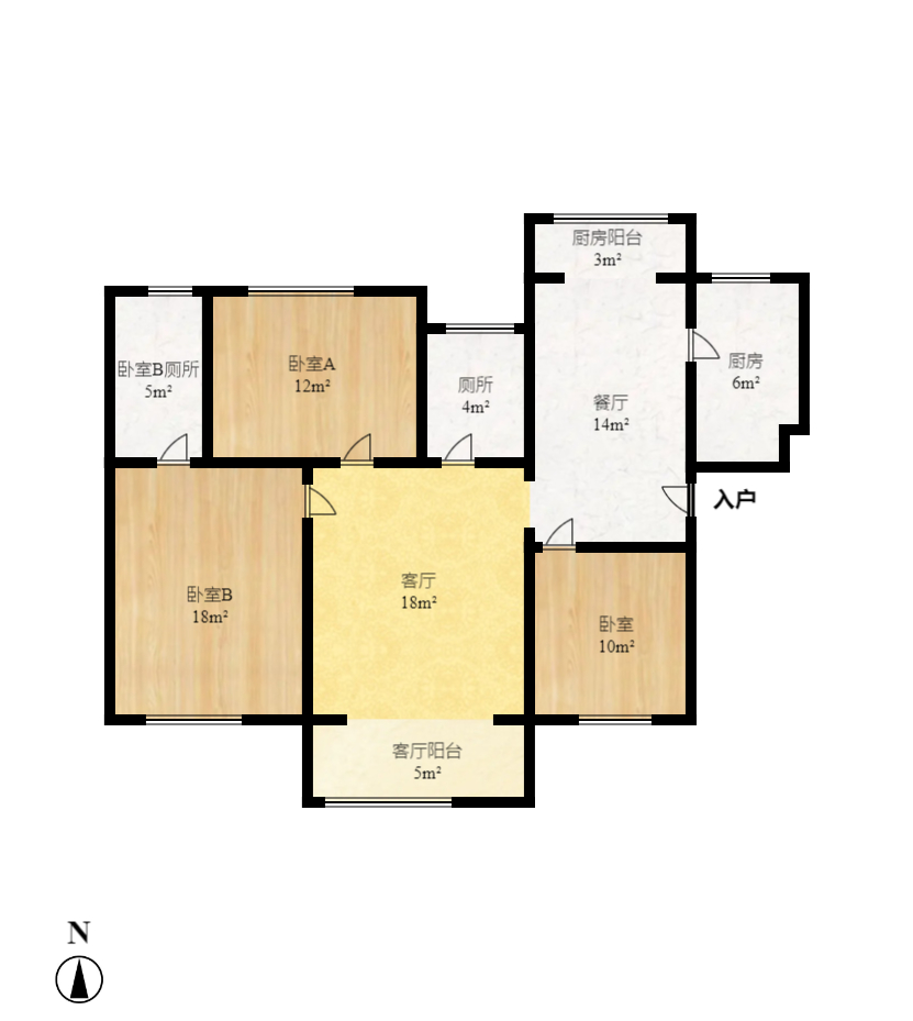 洋湖和园(福联嘉苑) 3室2厅1卫 1800.0元/月 洋湖和园(福联嘉苑) 3室2厅1卫 1800.0元/月户型图