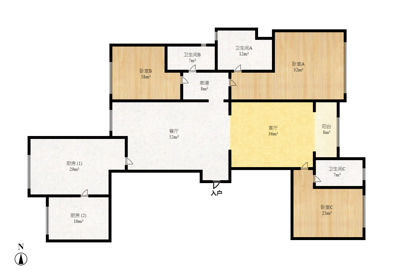 华远隆玺 4室2厅2卫 13800.0元/月 华远隆玺 4室2厅2卫 13800.0元/月户型图