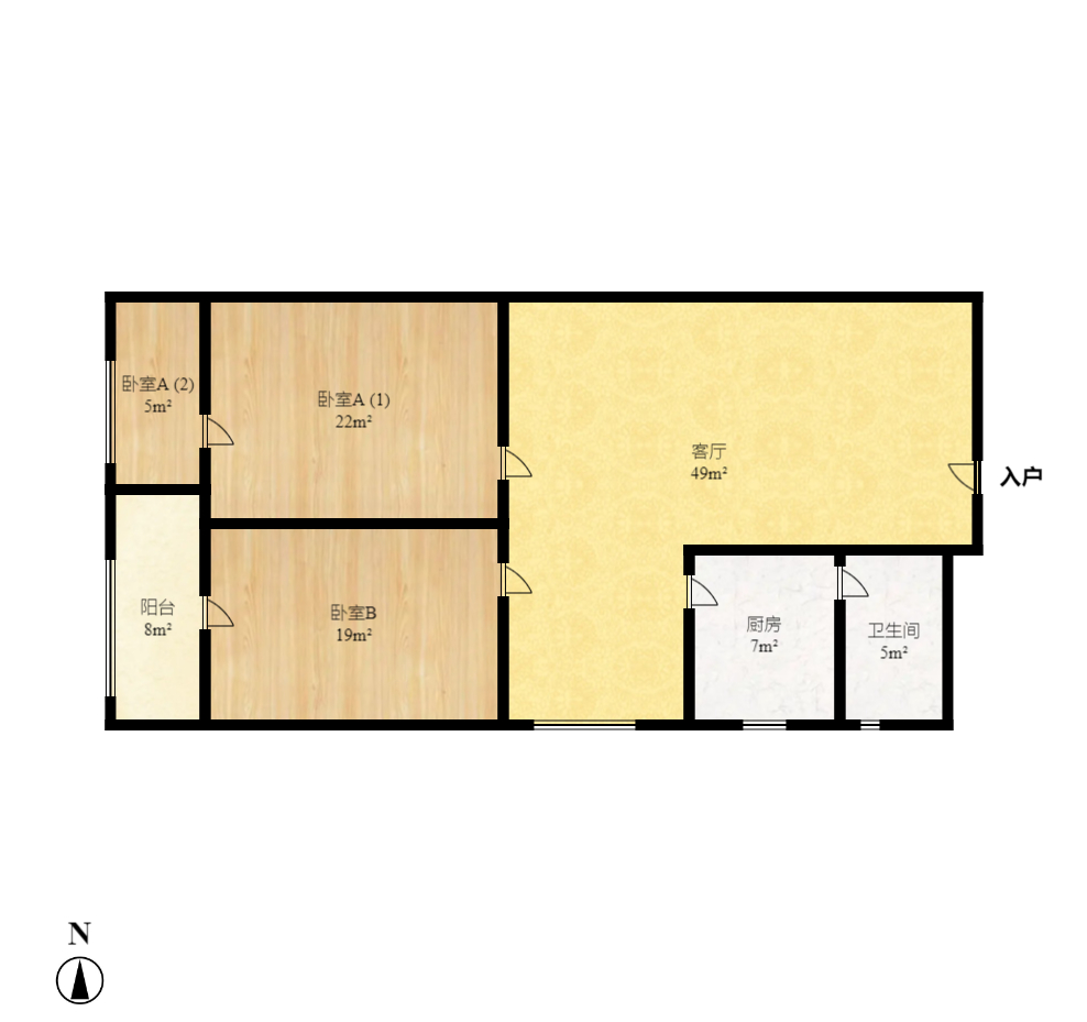 长沙市自来水公司住宅小区（白沙路119号）  2室1厅1卫   2500.00元/月户型图
