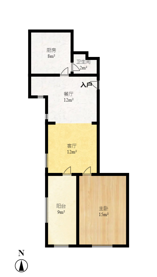 红公馆（前程丽景大厦）  1室1厅1卫   1500.00元/月户型图