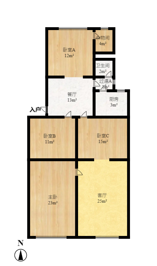 湘仪家园  4室2厅2卫    1900.0元/月户型图