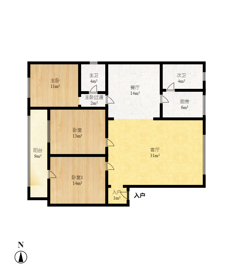 新湘路社区  3室2厅2卫    88.0万室内图1