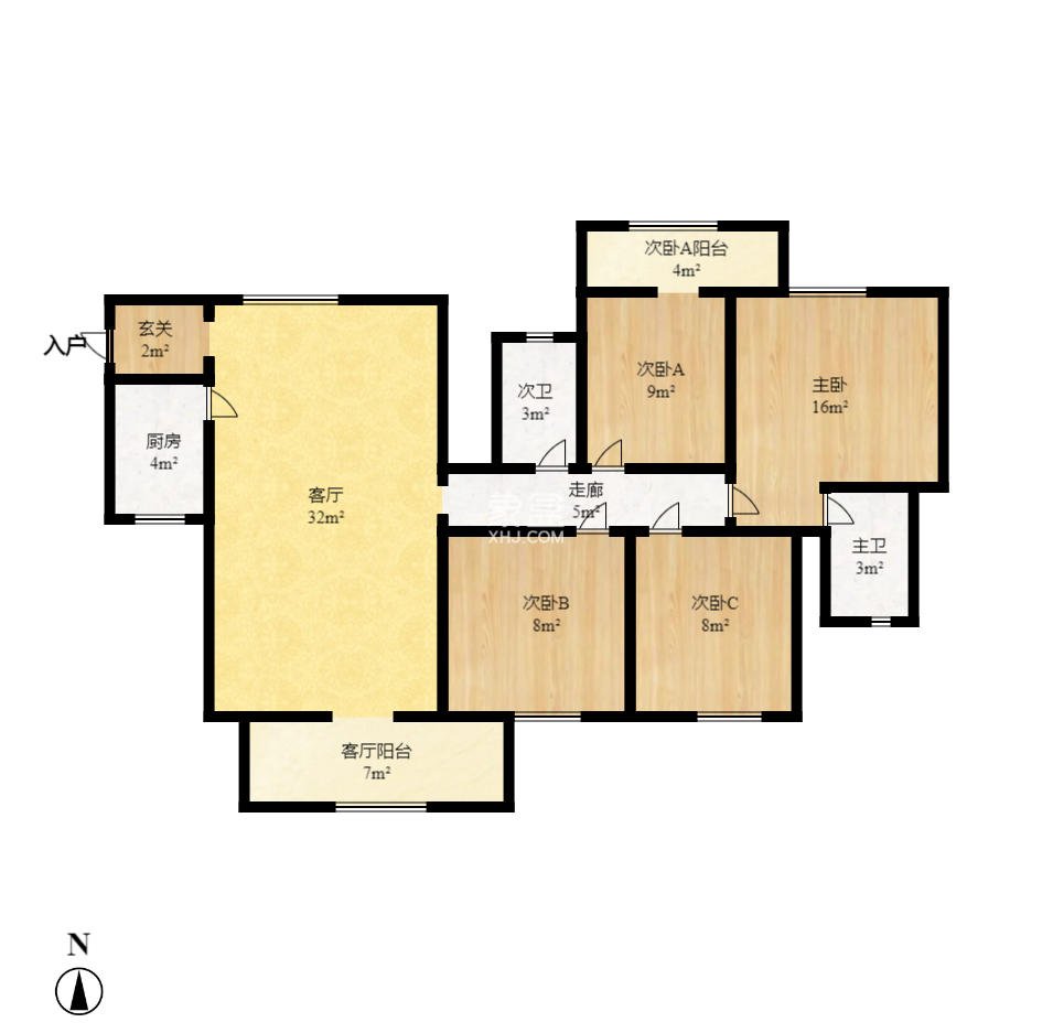 新新花园  3室2厅2卫    2300.0元/月 新新花园  3室2厅2卫    2300.0元/月户型图
