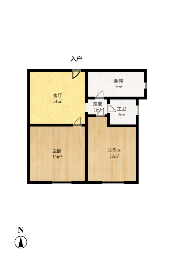 长盛岚庭  1室1厅1卫   1900.00元/月户型图