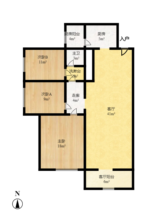 鑫远和城（一、二期）  3室2厅1卫   2000.00元/月户型图