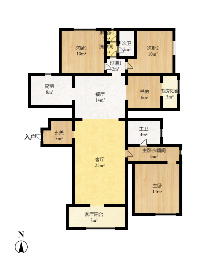万科里金域国际 4室2厅2卫 5500.0元/月 万科里金域国际 4室2厅2卫 5500.0元/月户型图