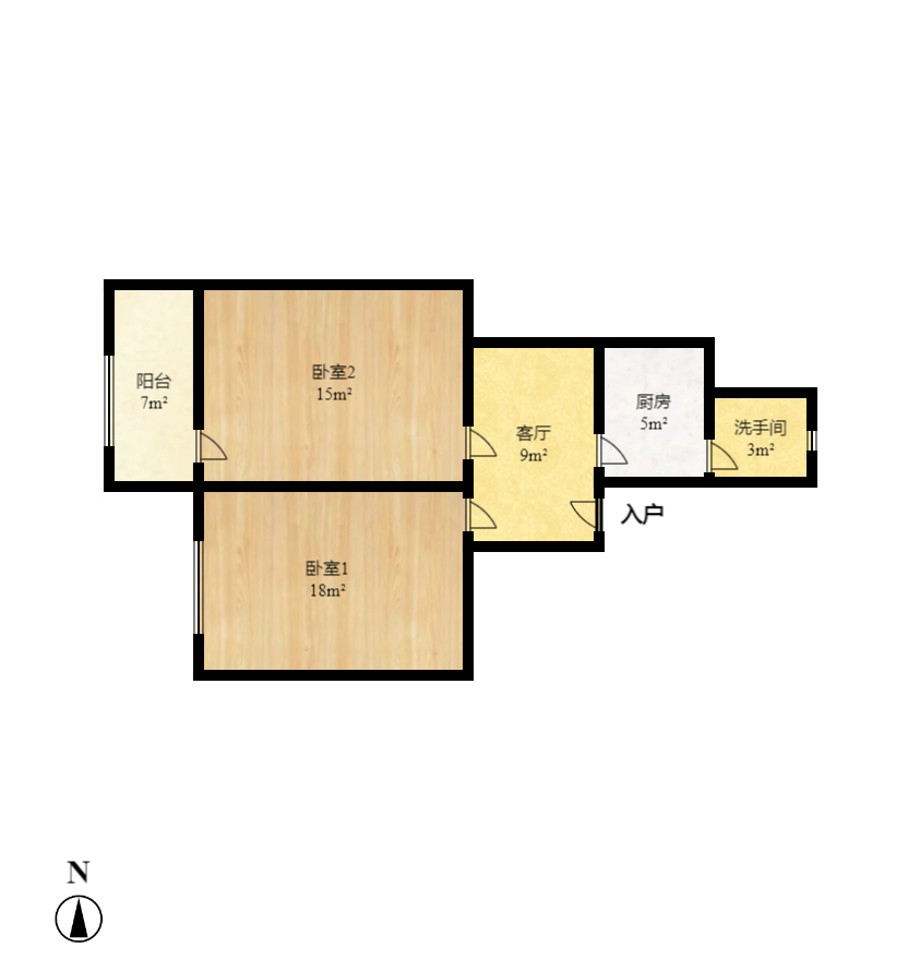 红花坡社区  2室1厅1卫    1600.0元/月户型图