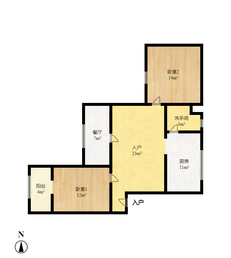 变压器厂宿舍 2室1厅1卫 1100.0元/月 变压器厂宿舍 2室1厅1卫 1100.0元/月户型图