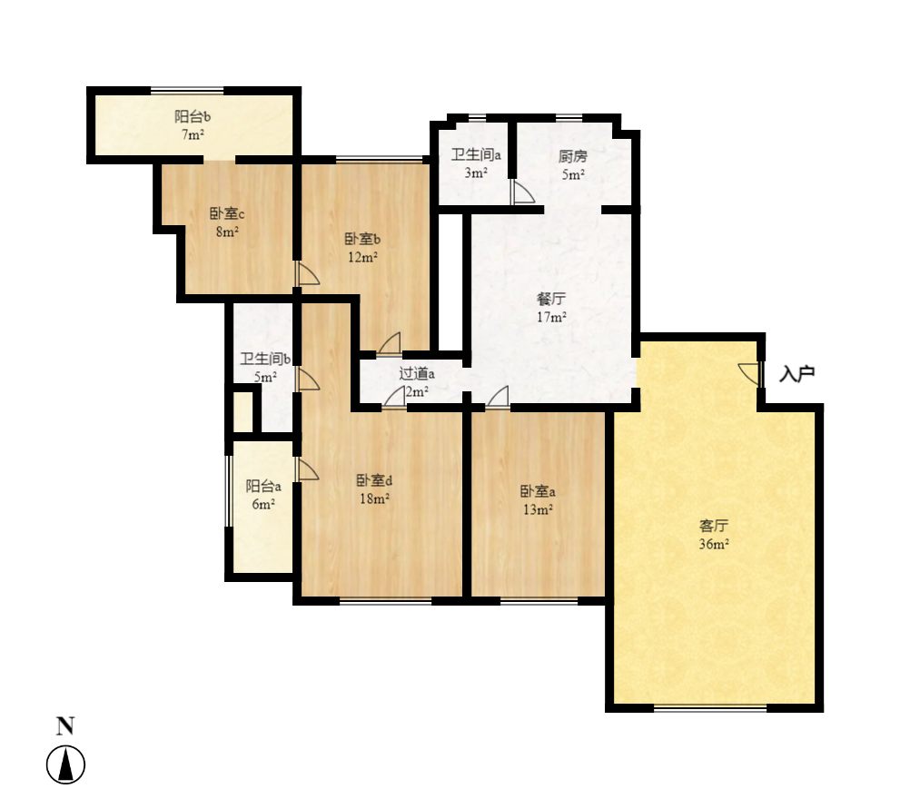 鑫天山城明珠 4室2厅1卫 1800.0元/月 鑫天山城明珠 4室2厅1卫 1800.0元/月户型图