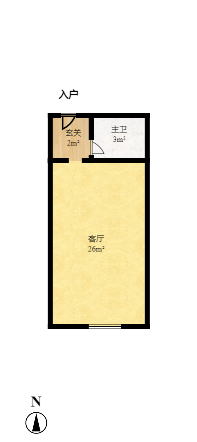 博林金谷  1室1厅1卫   1300.00元/月户型图