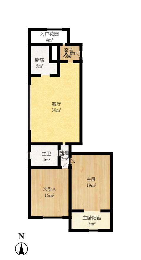 申奥美域  2室2厅2卫   1600.00元/月户型图