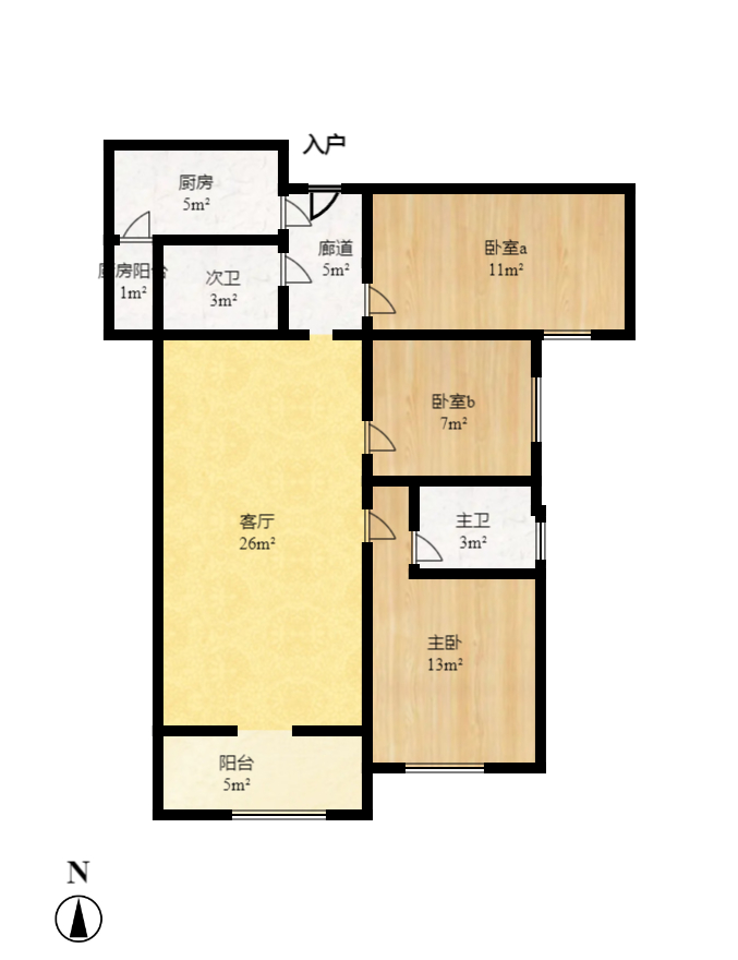 中国铁建梅溪青秀二期  3室2厅2卫   2500.00元/月户型图
