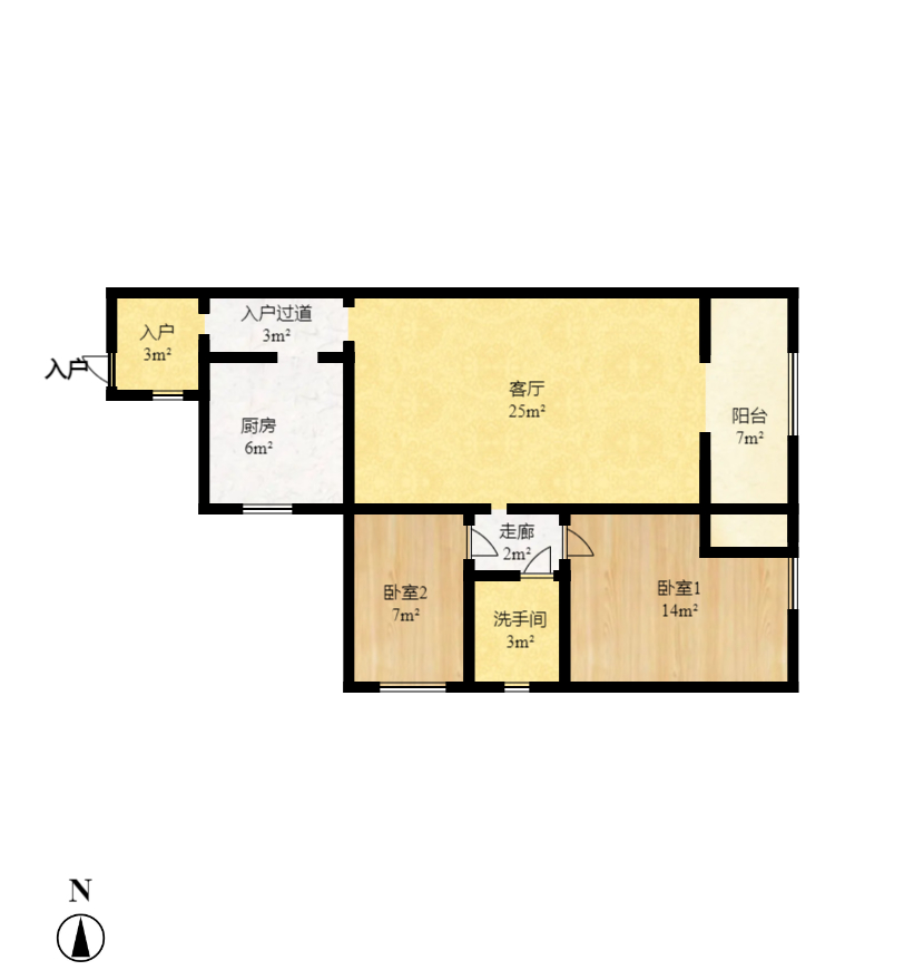 星城映象 2室2厅1卫 2100.0元/月 星城映象 2室2厅1卫 2100.0元/月户型图