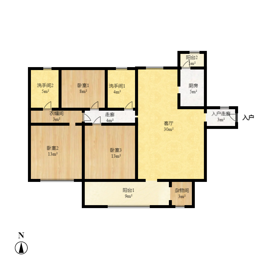 天天向上 3室2厅1卫 2600.0元/月 天天向上 3室2厅1卫 2600.0元/月户型图