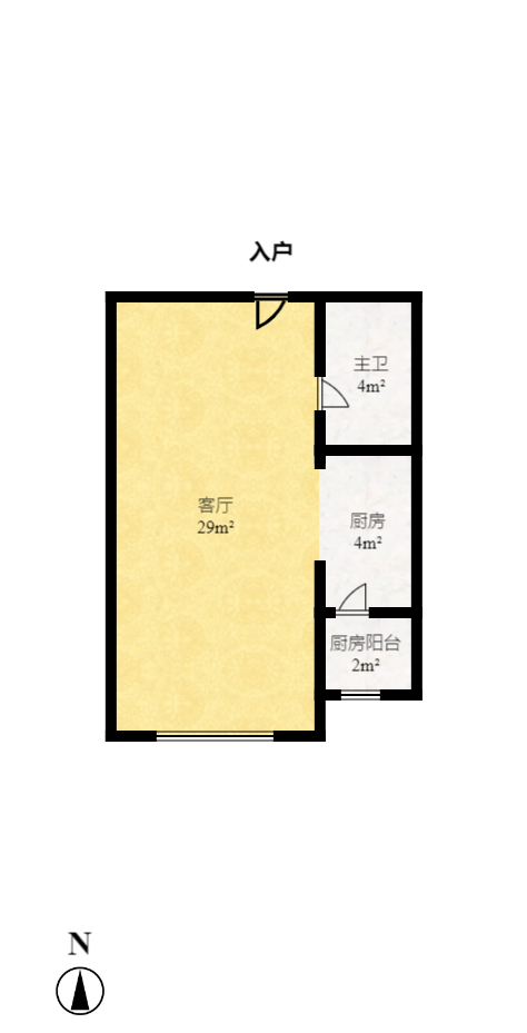 鑫远和城（一、二期）  1室1厅1卫    1500.0元/月户型图