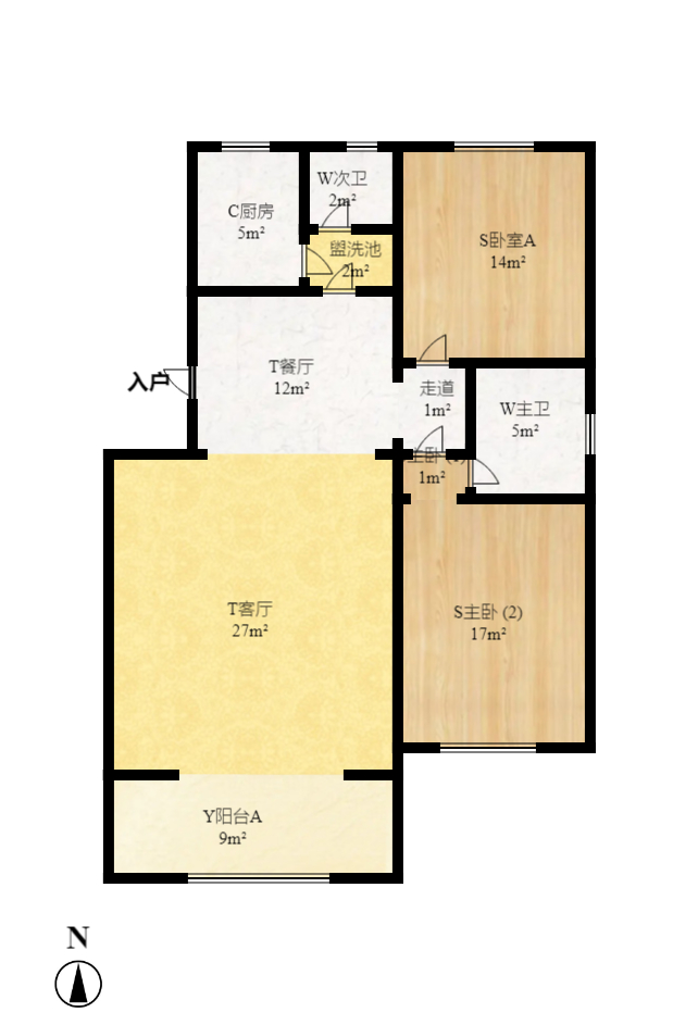 雅致名园  3室2厅1卫    208.0万室内图1