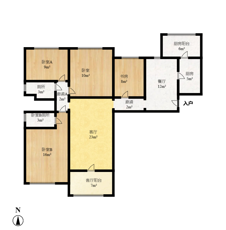 中海国际一期 4室2厅2卫 2500.0元/月 中海国际一期 4室2厅2卫 2500.0元/月户型图
