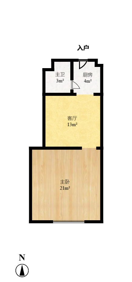 七彩丽都  1室1厅1卫   2100.00元/月户型图