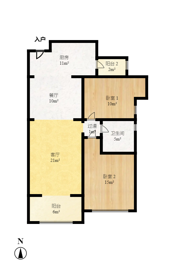 珠江花城二期扶水岸  2室2厅1卫   78.00万室内图1