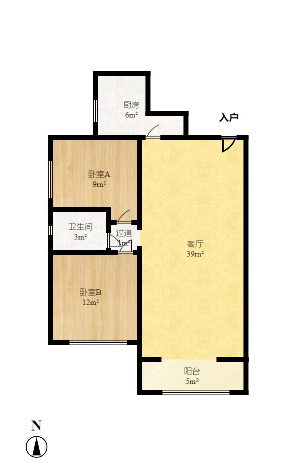 圣爵菲斯  2室2厅1卫   2100.00元/月户型图