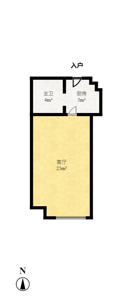 万象凯旋湾  1室1厅1卫   1500.00元/月户型图